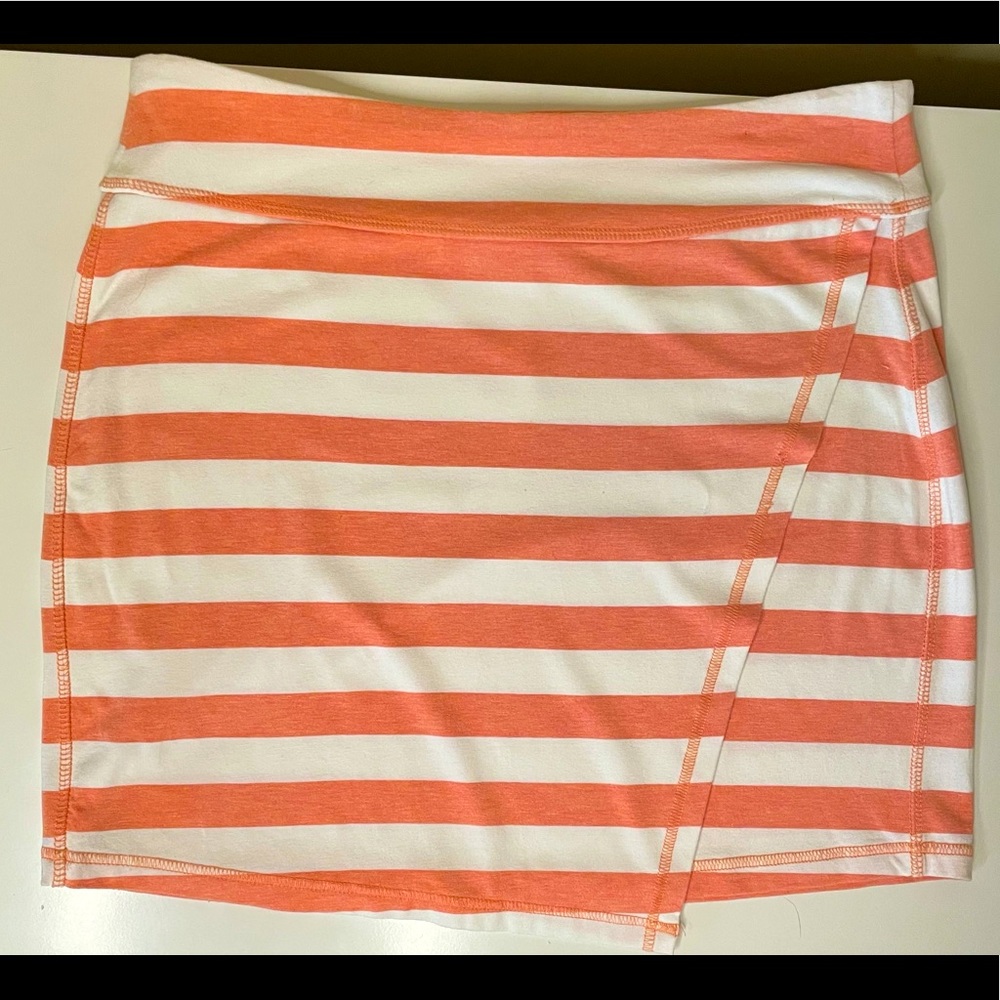 Athleta Orange Striped Mini Skirt Medium